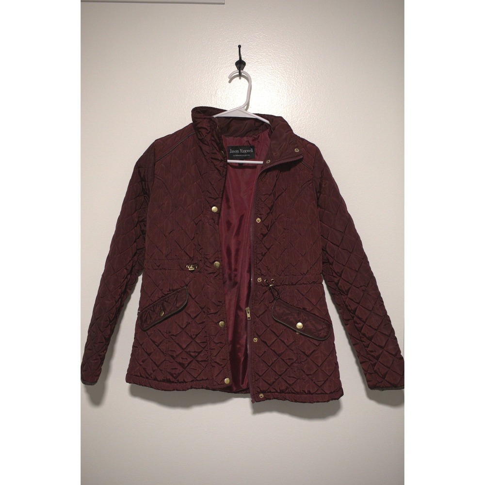 Jason Maxwell Burgundy Quilted Jacket Womens Small Lightweight Barn Coat Wine